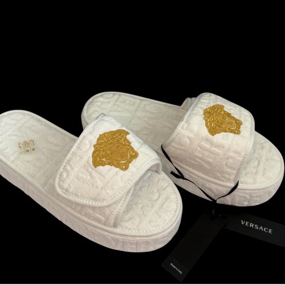 Versace White Medusa Head Fabric platform slippers new / pick size Variety - Picture 1 of 16